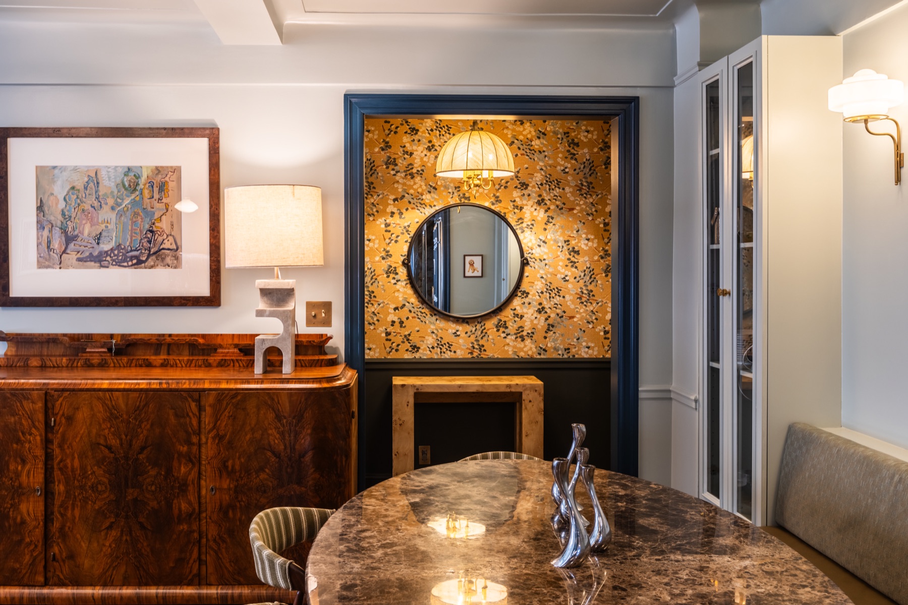 Completed residential interior renovation with custom millwork and dining area by BUILD IN NYC